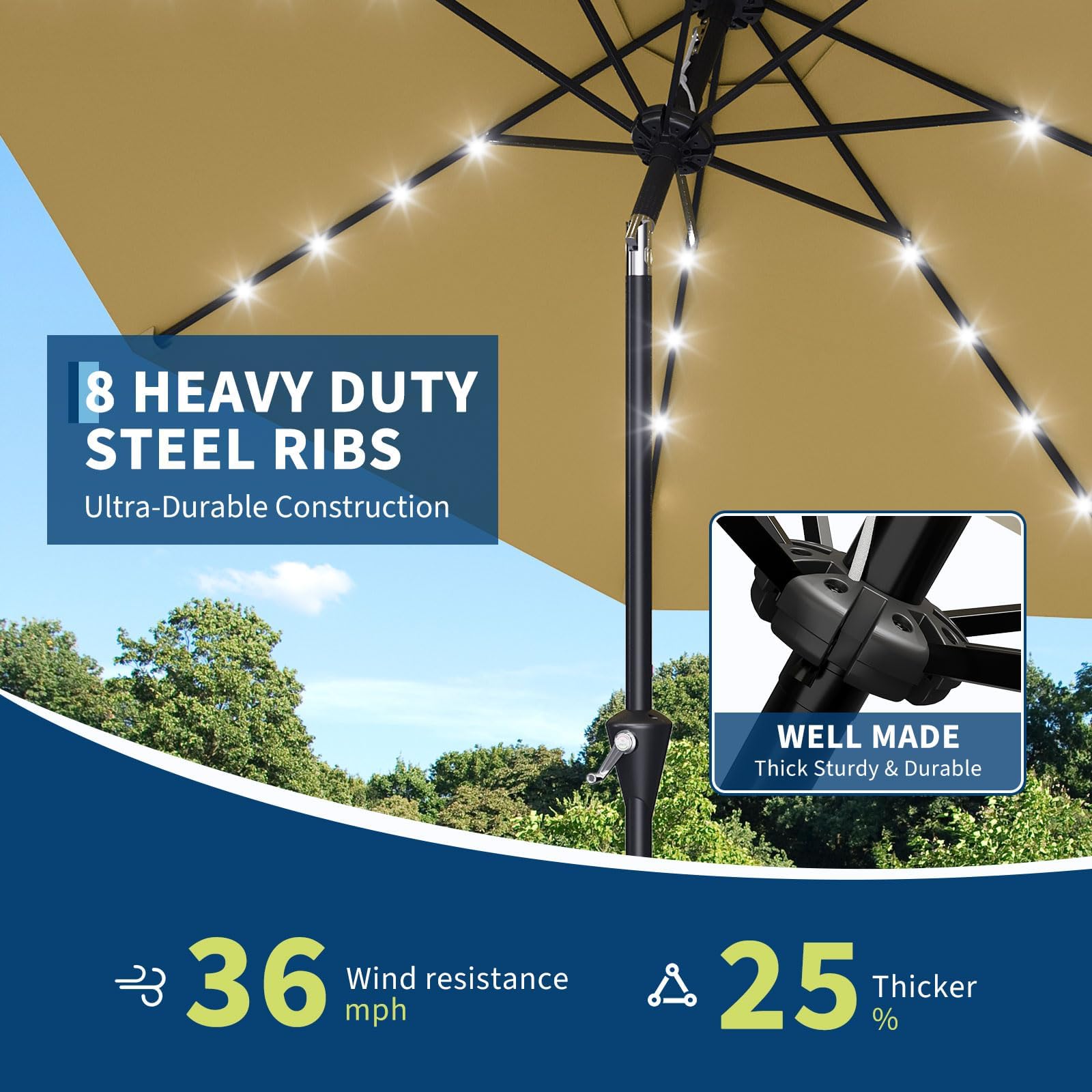 10FT Solar Powered Patio Umbre - огляд і ціна Smart Garden Umbrella