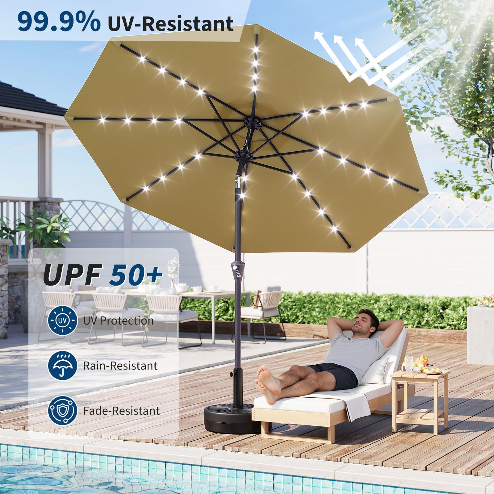 10FT Solar Powered Patio Umbre - огляд і ціна Smart Garden Umbrella