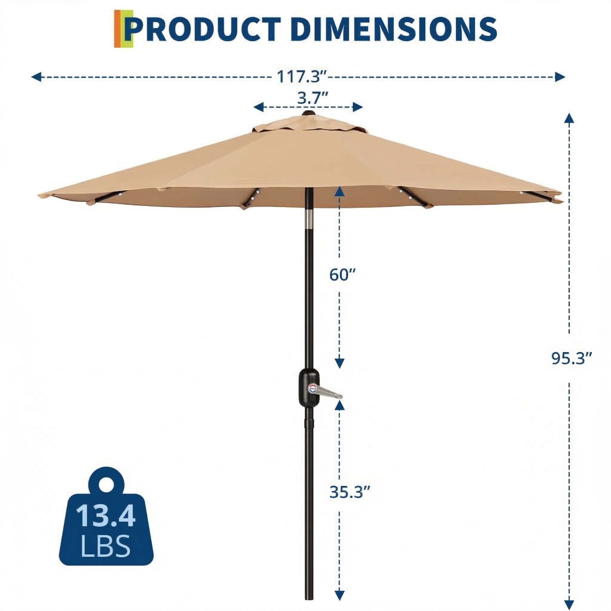 10 ft Patio Umbrella with 40 S - огляд і ціна Smart Garden Umbrella